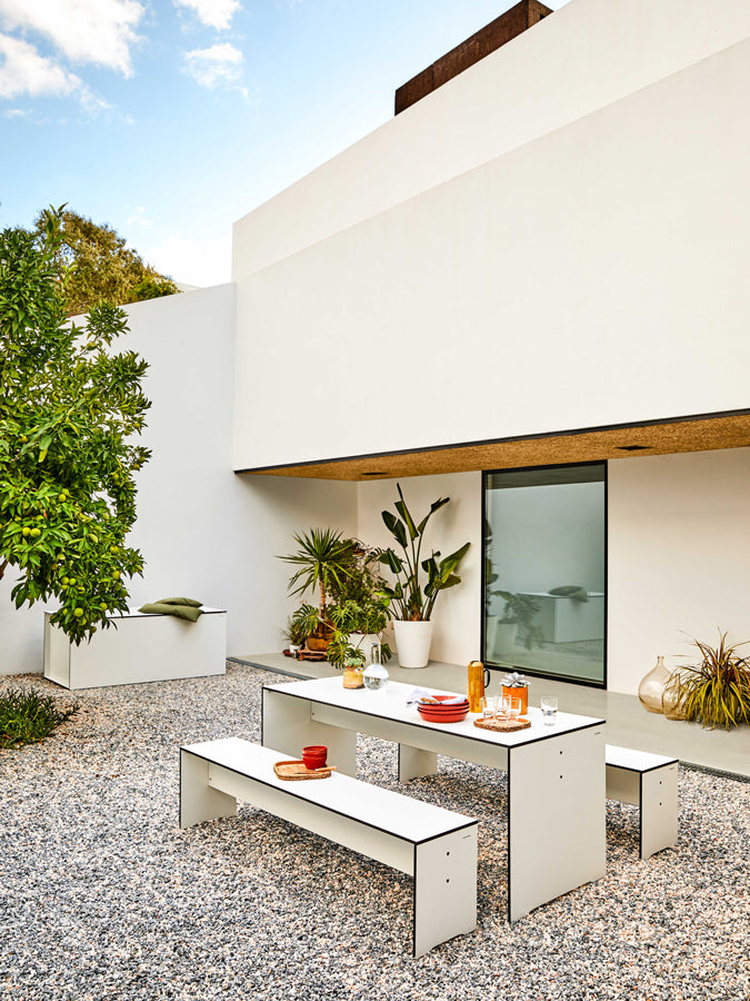 RIVA . Table and bench set