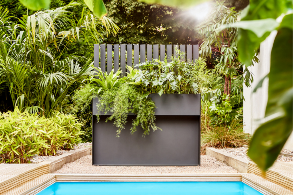 Pflanzgefäße und Rankgitter